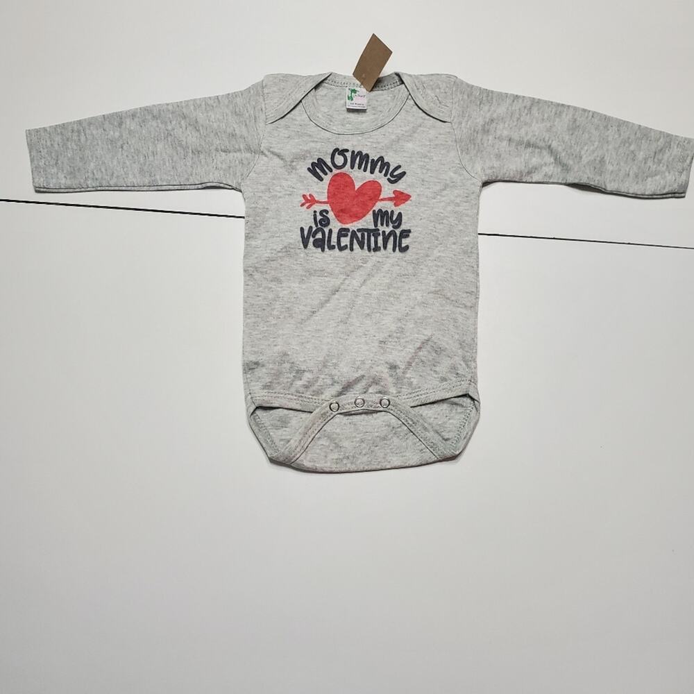 Mommy is‎ my Valentine gray onsie red heart & arrow